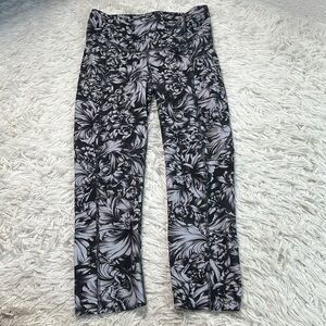 Lululemon Fast & Free Crop II *Nulux 19" Night Garden Ice Grey Black